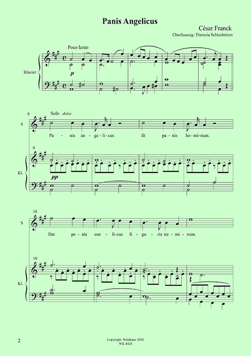 Theresia Schlechtriem, Panis Angelicus&nbsp;&nbsp;&nbsp;&nbsp;Klavierauszug