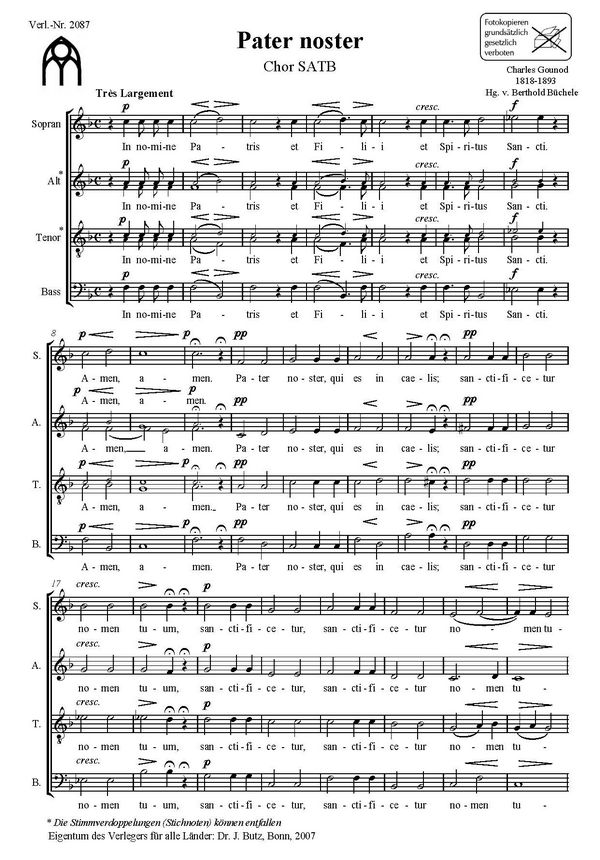 Pater noster&nbsp;&nbsp;für gem CHor a cappella&nbsp;&nbsp;Partitur (la)