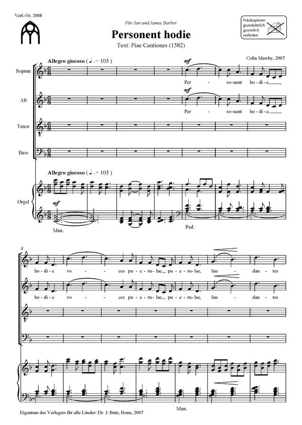 Mawby, Colin, Personent hodie&nbsp;&nbsp;SATB und Ordner&nbsp;&nbsp;