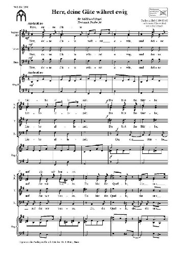 Hess, Carlheinz, Herr, deine Güte währet ewig&nbsp;&nbsp;SATB und Orgel&nbsp;&nbsp;