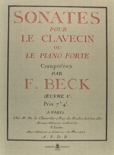 Beck  Sonates pour le Clavecin op.5  