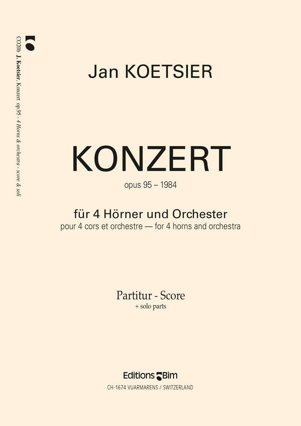 Jan Koetsier, Konzert&nbsp;&nbsp;4 Horns and Orchestra&nbsp;&nbsp;Partitur