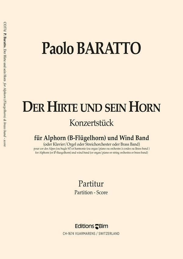 Paolo Baratto, Hirte und Sein Horn&nbsp;&nbsp;Alphorn and Wind Band&nbsp;&nbsp;Partitur