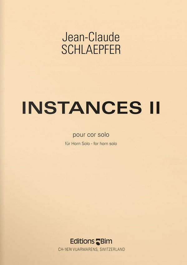 Jean-Claude Schlaepfer, Instances II&nbsp;&nbsp;Horn&nbsp;&nbsp;Buch