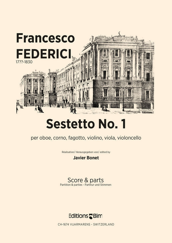 Francesco Federici, Sesteto No 1&nbsp;&nbsp;Oboe, Horn In F, Bassoon, Violin, Viola and Cello&nbsp;&nbsp;Stimmensatz