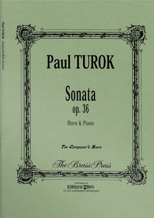 Paul Turok, Sonata&nbsp;&nbsp;Horn und Klavier&nbsp;&nbsp;Buch