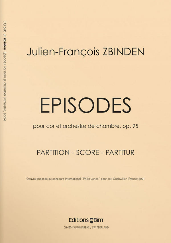Julien-François Zbinden, Episodes&nbsp;&nbsp;Horn and Orchestra&nbsp;&nbsp;Partitur