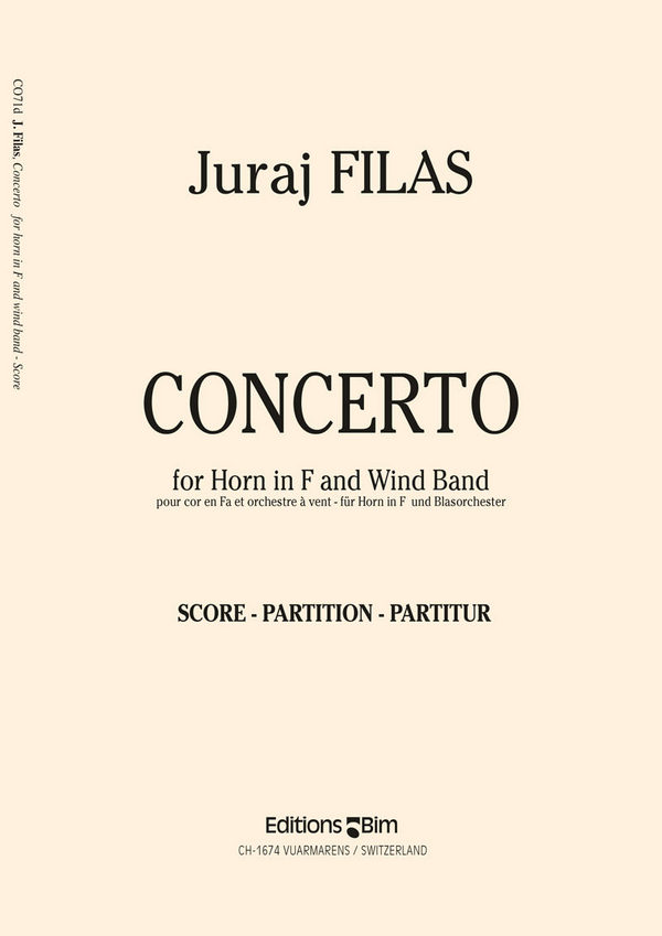 Juraj Filas, Concerto&nbsp;&nbsp;Horn and Symphonic Wind Band&nbsp;&nbsp;Partitur