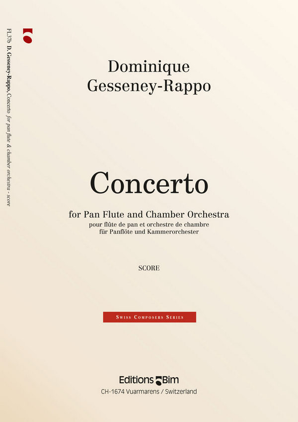 Dominique Gesseney-Rappo, Concerto&nbsp;&nbsp;Pan Flute and Chamber Orchestra&nbsp;&nbsp;Partitur