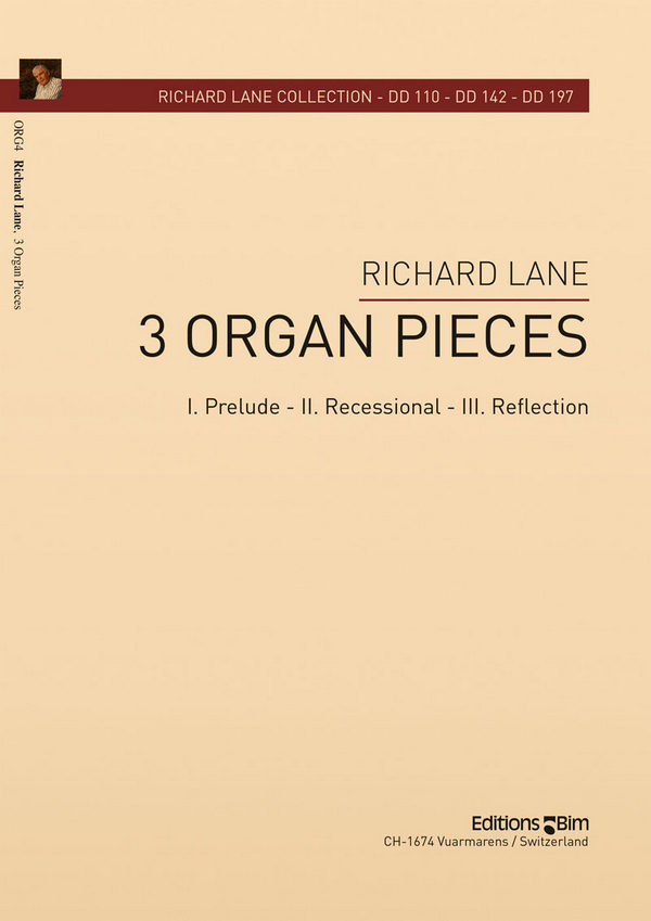 Richard Lane, 3 Organ Pieces&nbsp;&nbsp;Orgel&nbsp;&nbsp;Buch