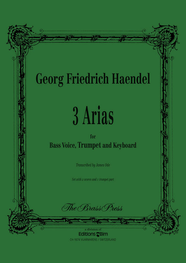 Georg Friedrich Händel, 3 Arias&nbsp;&nbsp;Trumpet, Bass Voice and Keyboard&nbsp;&nbsp;Stimmensatz