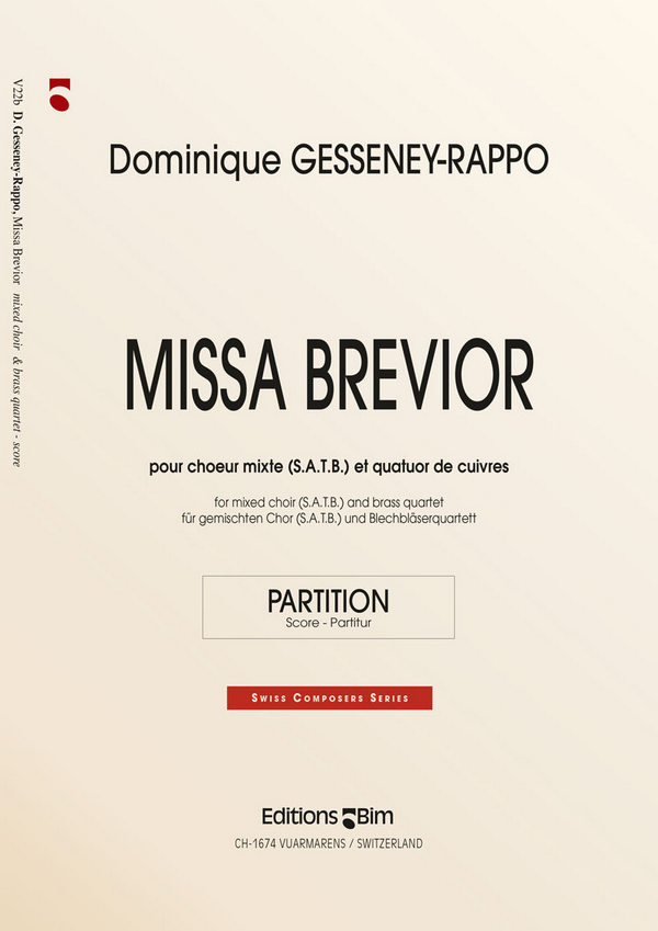 Dominique Gesseney-Rappo, Missa Brevior&nbsp;&nbsp;Mixed Choir and Brass Quartet&nbsp;&nbsp;Partitur