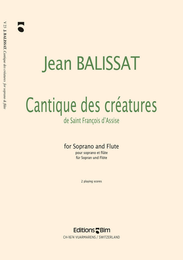 Jean Balissat, Cantique Des Créatures De St. François D'Assise&nbsp;&nbsp;Soprano Voice and Flute&nbsp;&nbsp;Klavierauszug