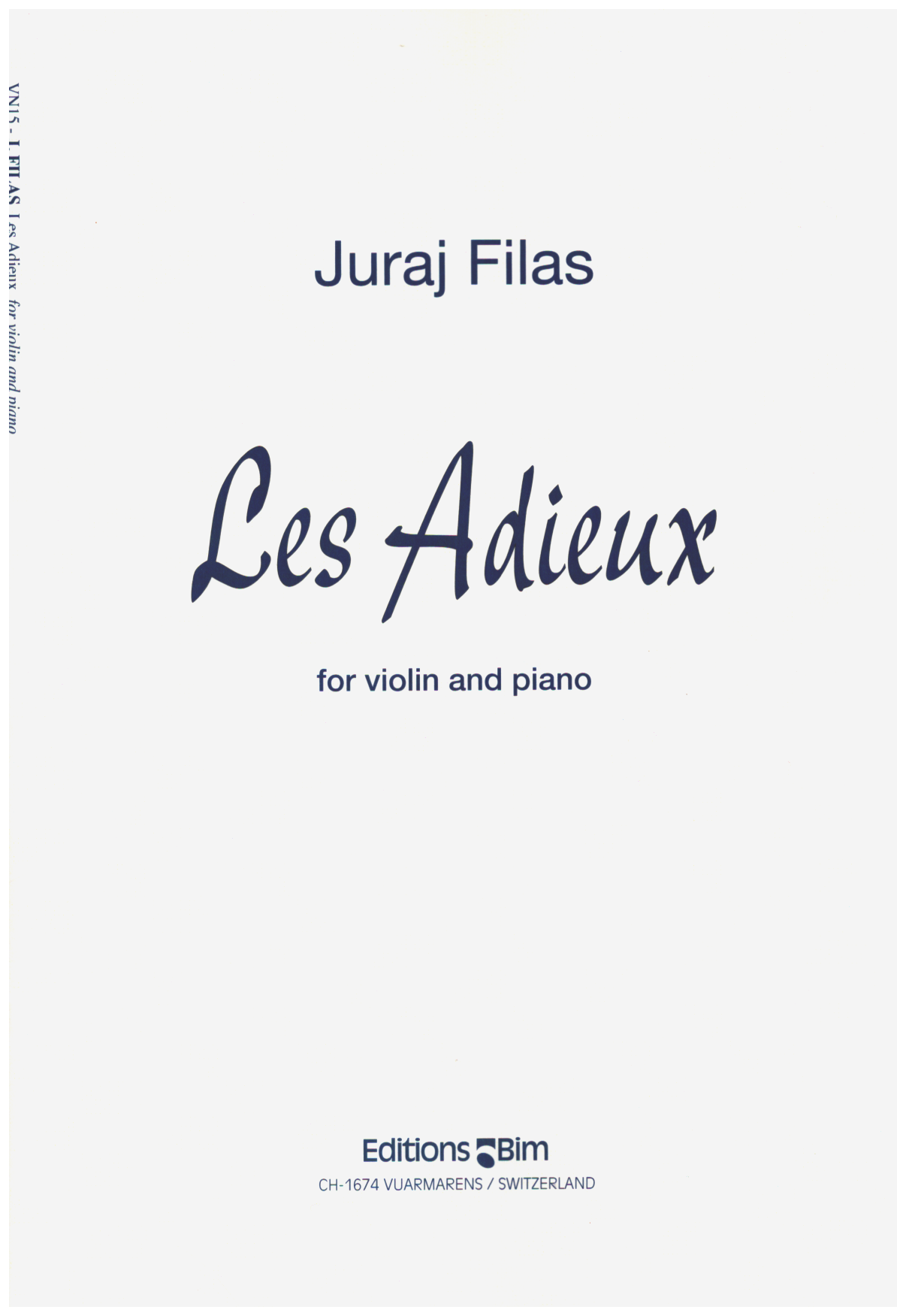 Les Adieux&nbsp;&nbsp;for violin and piano&nbsp;&nbsp;