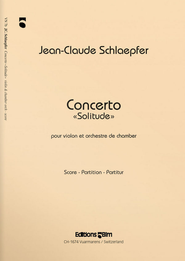 Jean-Claude Schlaepfer, Concerto&nbsp;&nbsp;Violin and Chamber Orchestra&nbsp;&nbsp;Partitur