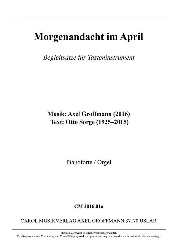Morgenandacht im April  Begleitsätze in F- und B-Dur  Instrumentalstimme