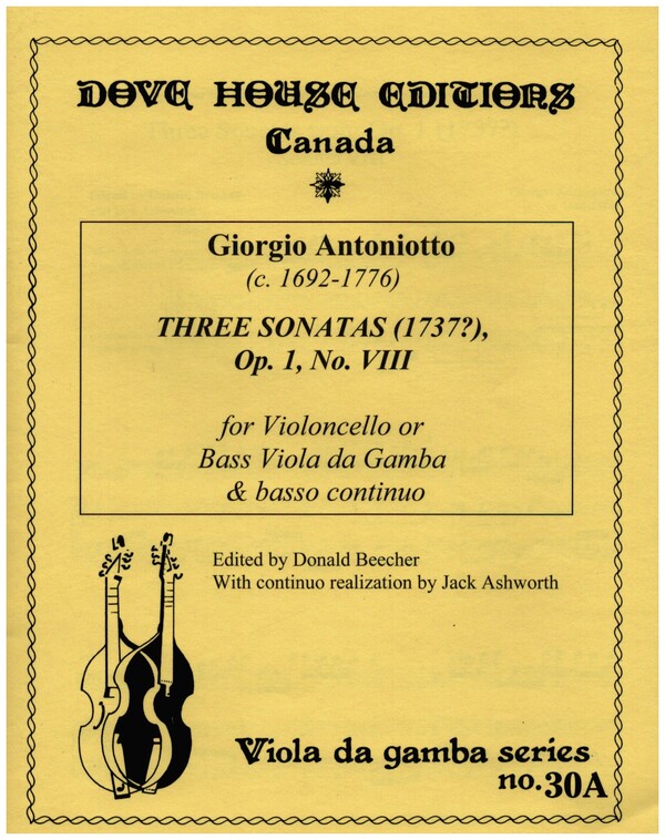 3 Sonatas op.1 no.8  for violoncello or bass viola da gamba and bc  score and parts