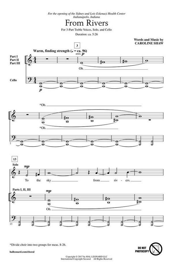 Caroline Shaw, From Rivers&nbsp;&nbsp;3-Part Treble Choir&nbsp;&nbsp;Chorpartitur
