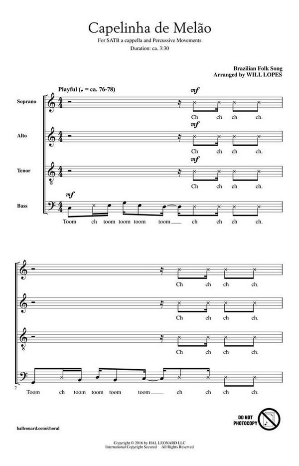 Capelinha de Melão&nbsp;&nbsp;SATB a cappella&nbsp;&nbsp;Chorpartitur