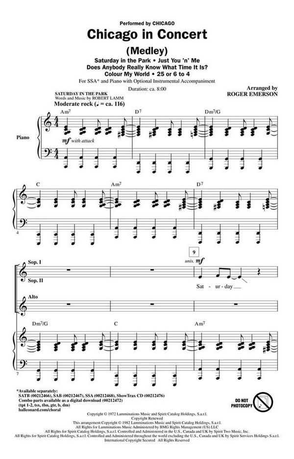 Chicago in Concert&nbsp;&nbsp;SSA&nbsp;&nbsp;Chorpartitur