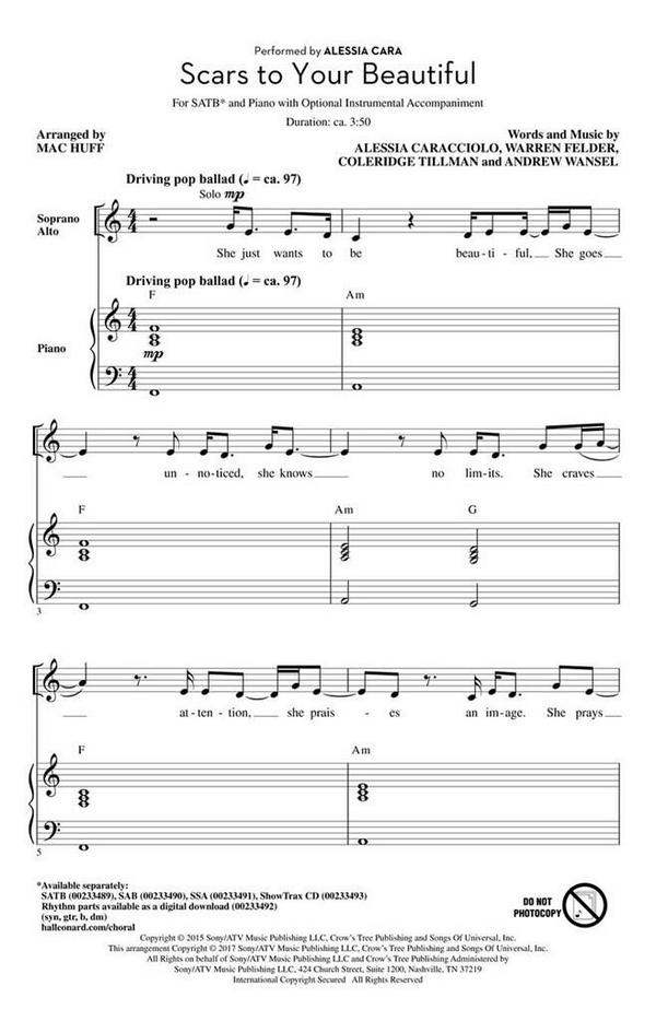 Alessia Caracciolo_Andrew Wansel_Coleridge Tillman_Warren Felder, Scar&nbsp;&nbsp;SATB&nbsp;&nbsp;Chorpartitur