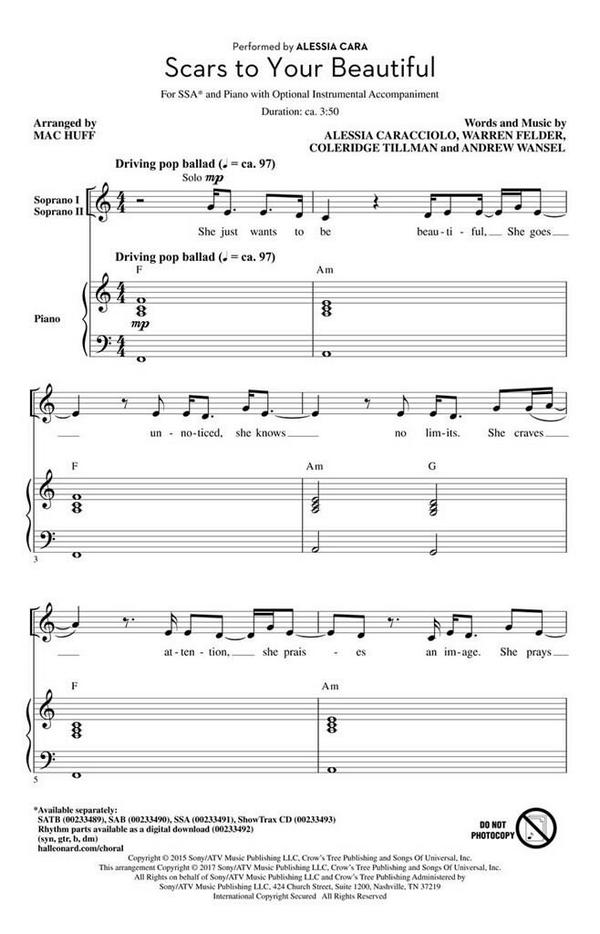 Alessia Caracciolo_Andrew Wansel_Coleridge Tillman_Warren Felder, Scar&nbsp;&nbsp;SSA&nbsp;&nbsp;Chorpartitur