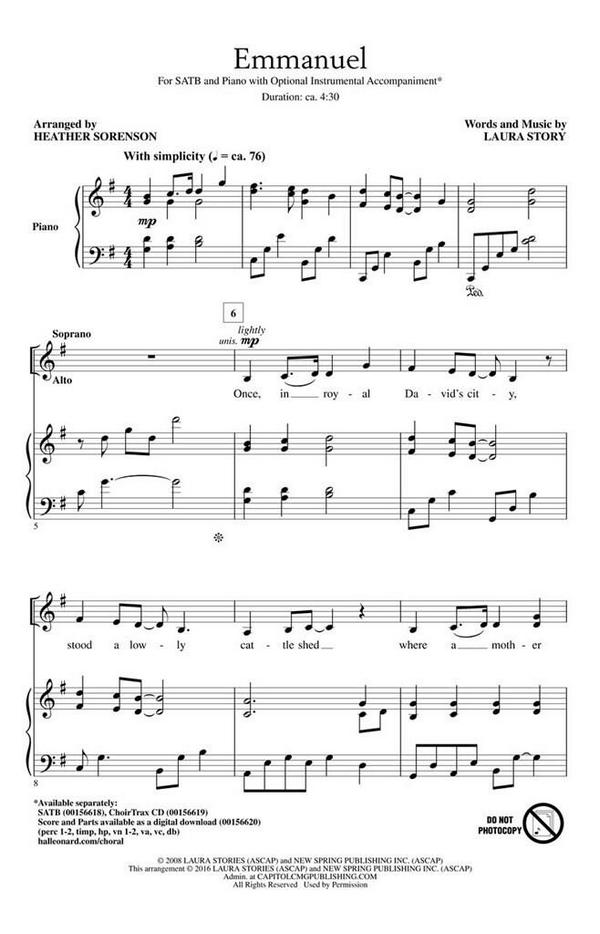 , Emmanuel&nbsp;&nbsp;SATB&nbsp;&nbsp;Chorpartitur