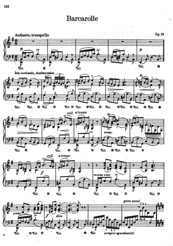 Barcarolle op.15  für Klavier solo  ARCHIVKOPIE