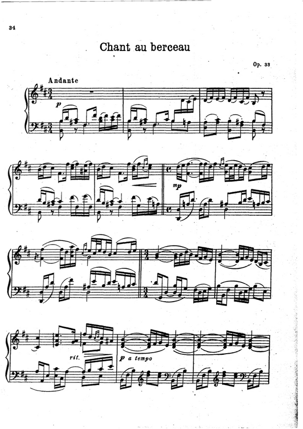 Chant au berceau op.33  für Klavier solo  ARCHIVKOPIE