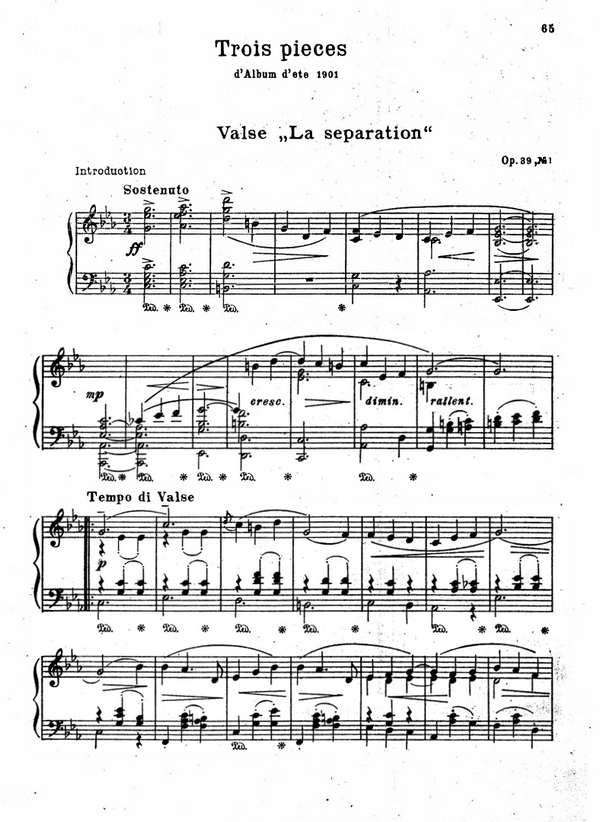 3 Pieces d'Album d'été op.39s  für Klavier solo  ARCHIVKOPIE