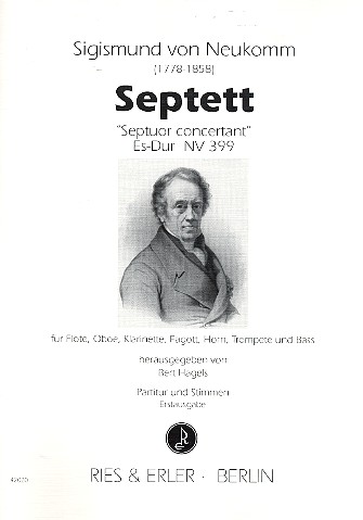 Septett Es-Dur NV399&nbsp;&nbsp;für Flöte, Oboe, Klarinette, Horn, Fagott, Trompete und Bass&nbsp;&nbsp;Partitur und Stimmen