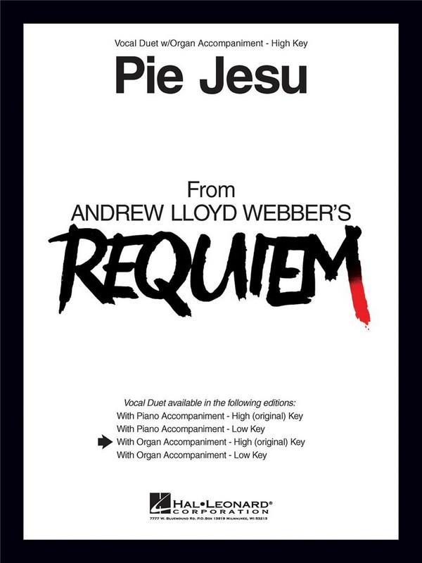 Pie Jesu from Requiem (high version)&nbsp;&nbsp;for 2 voices and organ&nbsp;&nbsp;score