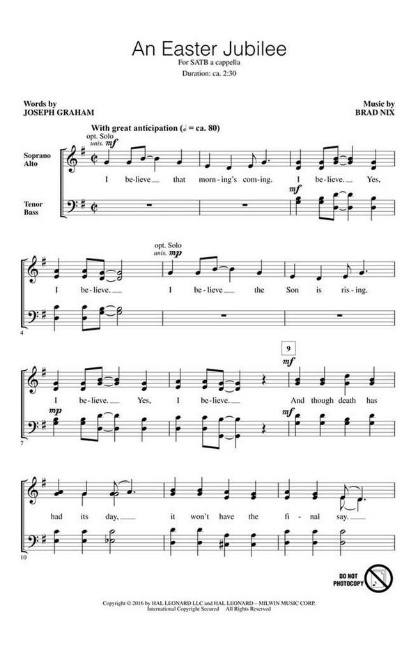 An Easter Jubilee&nbsp;&nbsp;for mixed chorus a cappella&nbsp;&nbsp;score