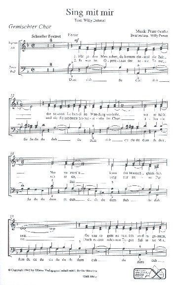 Sing mit mir  für gem Chor und Klavier  Chorpartitur