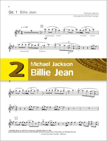 Billie Jean  für 4 Gitarren (Ensemble)  Gitarre 1