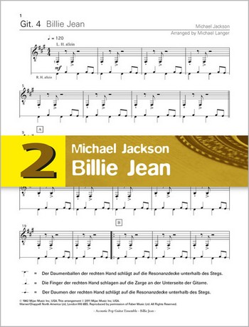 Billie Jean  für 4 Gitarren (Ensemble)  Gitarre 4