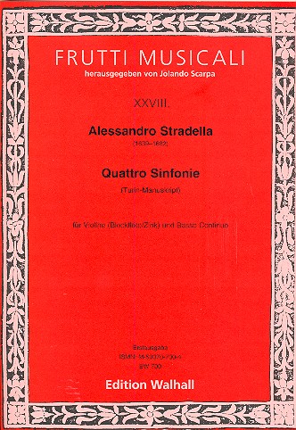10 Sinfonien Band 2 (Turin-Manuskript Band 1)  für Violine (Blockflöte/Zink) und Bc  Partitur und Stimmen (Bc nicht ausgesetzt)