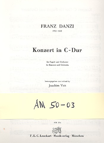 Konzert C-Dur  für Fagott und Orchester  Stimmensatz: Harmonie und Streicher (3-3-2-2-1)