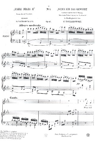 Wenn ich das gewusst hätte op.47&nbsp;&nbsp;für Gesang und Klavier&nbsp;&nbsp;Partitur (dt/kyr)