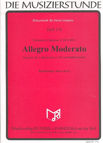 Allegro Moderato  für 3 Klarinetten und Bassklarinette  Partitur und Stimmen