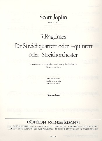 3 Ragtimes  für 4-5 Streicher (Streichorchester)  Kontrabass