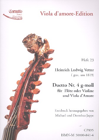 Duett g-Moll Nr.4  für Flöte (Violine) und Viola d'amore  Partitur und Stimme