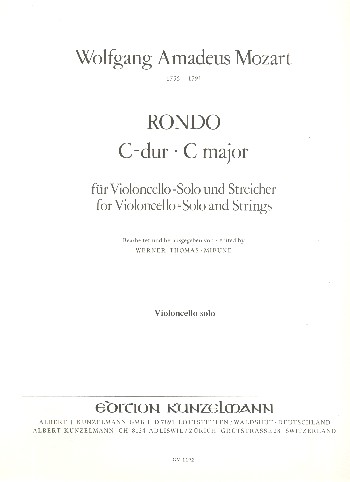 Rondo C-Dur KV373&nbsp;&nbsp;für Violoncello solo und Streicher&nbsp;&nbsp;Violoncello solo