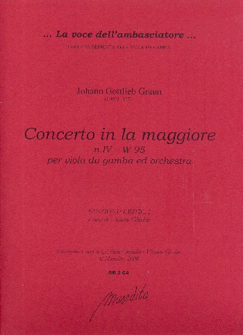 Konzert A-Dur Nr.4 W95  für Viola da gamba, Streicher und Cembalo  Partitur und Stimmen (Solo-1-1-1-Cembalo)