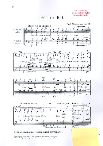 Psalm 100 op.117  für gem Chor a cappella  Partitur