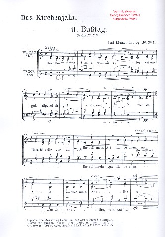 Busstag op.110,11  für gem Chor a cappella  Partitur