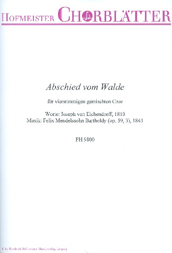 Wir lieblich schallt durch Busch und Wald&nbsp;&nbsp;für gem Chor a cappella&nbsp;&nbsp;Partitur