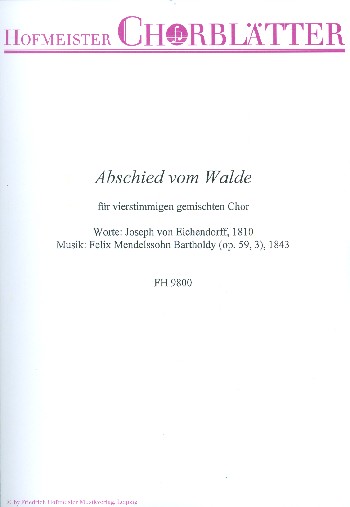 Abschied vom Walde op.59,3  für gem Chor a cappella  Chorpartitur