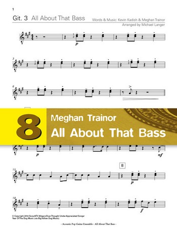 All about that Bass  für 4 Gitarren (Ensemble)  Gitarre 3