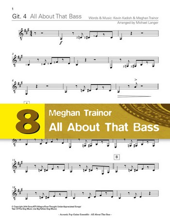 All about that Bass  für 4 Gitarren (Ensemble)  Gitarre 4